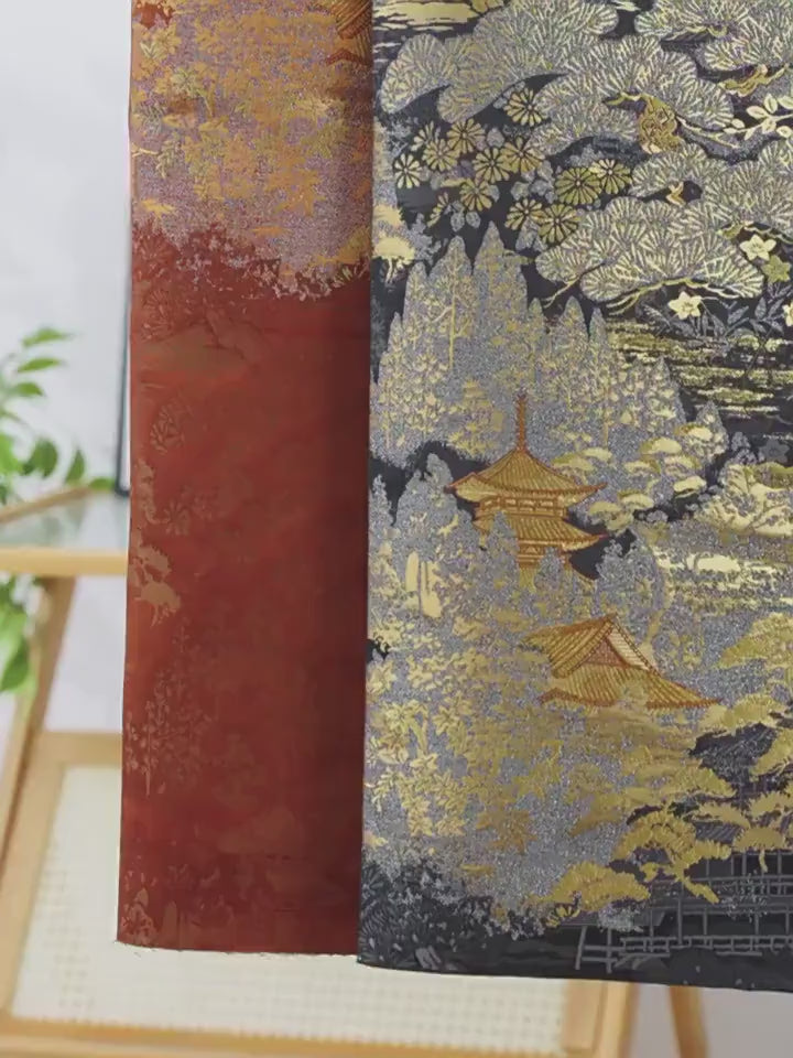 Nishijinori Jacquard Brocade Fabric: Japanese Floral Sewing Material, 59"Wide