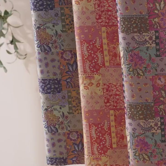 Oriental Floral Quilting Fabric by Yard, Chinese Style Rayon Gauze Textile for Patchwork Bags Crafts Decor, 59"Wide