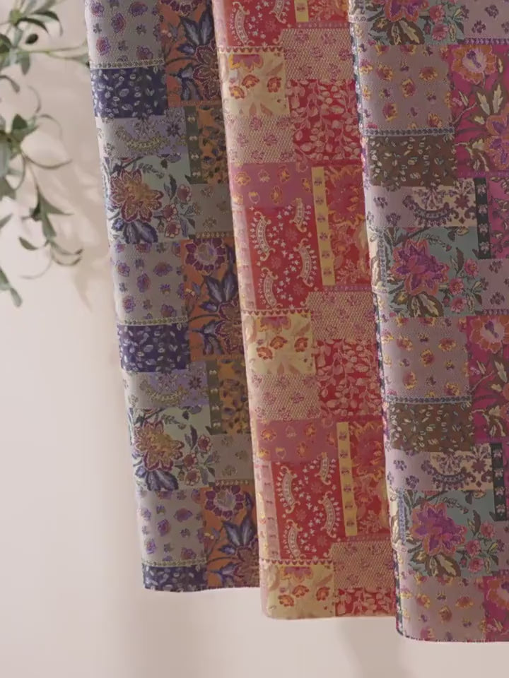 Oriental Floral Quilting Fabric by Yard, Chinese Style Rayon Gauze Textile for Patchwork Bags Crafts Decor, 59"Wide