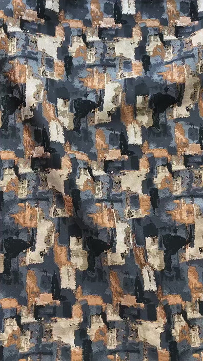 Abstract Oil Painting Style Jacquard Fabric, Geometric Color Block Textile, Vintage Woven Upholstery & Fashion Sewing Material, 58" Wide
