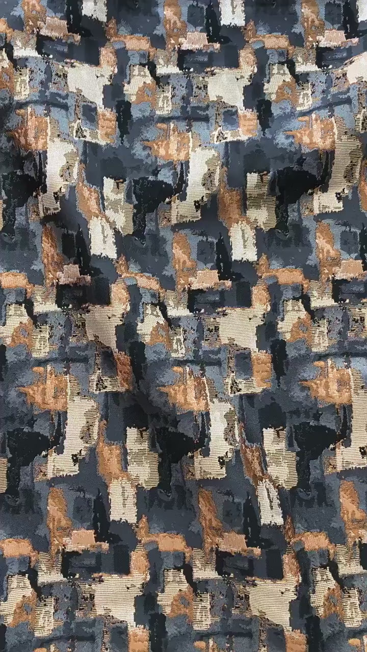 Abstract Oil Painting Style Jacquard Fabric, Geometric Color Block Textile, Vintage Woven Upholstery & Fashion Sewing Material, 58" Wide