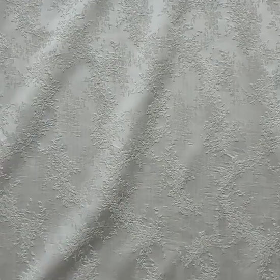 White Embossed Floral Jacquard Fabric, 3D Textured Ivory Brocade Material, Luxury Wedding Dress, Curtain & Home Decor Fabric