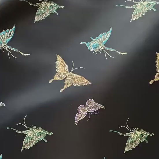 Butterfly Brocade Satin Fabric, Textured Jacquard Textile, Three Color Woven Fabric for Dressmaking, Bags, Decor and Sewing - 59"W