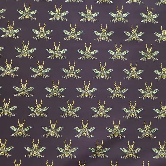 Plum Red Bee Jacquard Brocade Fabric – Asian Style, 63" Wide