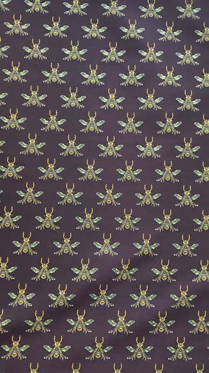 Plum Red Bee Jacquard Brocade Fabric – Asian Style, 63" Wide