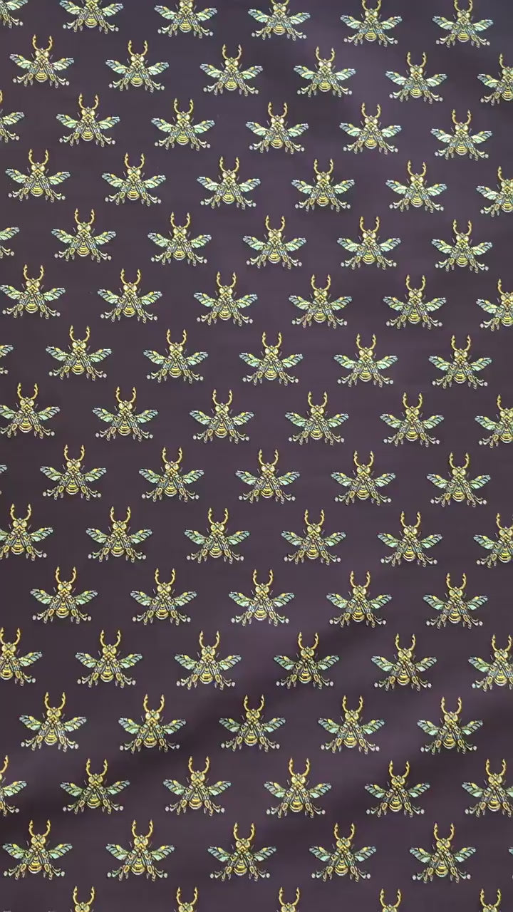 Plum Red Bee Jacquard Brocade Fabric – Asian Style, 63" Wide