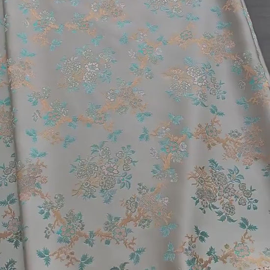 Chinese Brocade Fabric by Yard, Oriental Yunjin Jacquard Satin for Dress Upholstery Curtains Crafts, 59"Wide