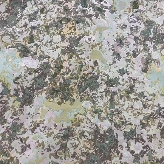 Oil Painting Floral Jacquard Fabric by the Yard: Gold Metallic Thread, Abstract Botanical Brocade, 59" Wide — Dress, Upholstery, Home Decor