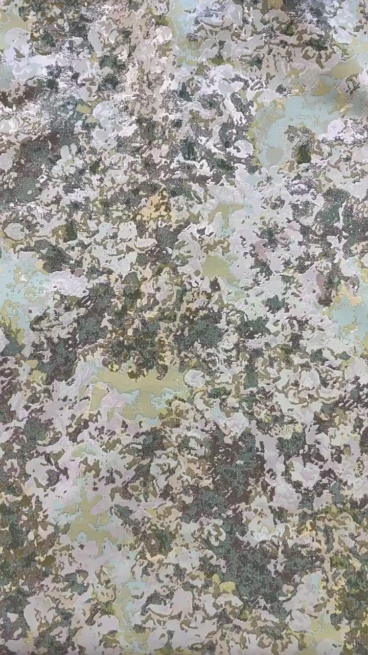 Oil Painting Floral Jacquard Fabric by the Yard: Gold Metallic Thread, Abstract Botanical Brocade, 59" Wide — Dress, Upholstery, Home Decor