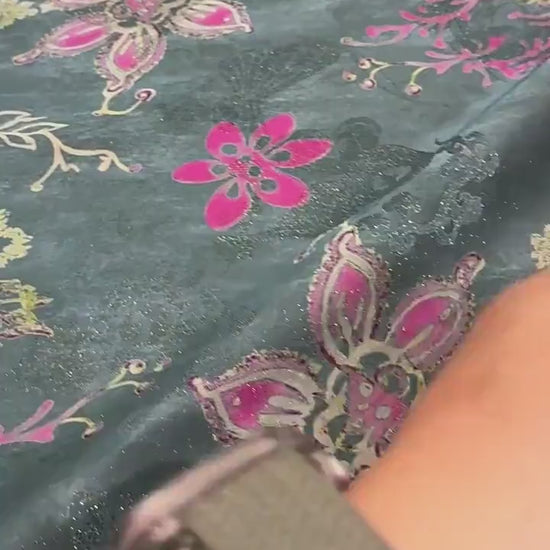 Luxury Silk Blend Xiangyunsha Fabric | Colorful Metallic Floral Luo Weave Satin Brocade Textile | Traditional Oriental Couture Dress Fabric