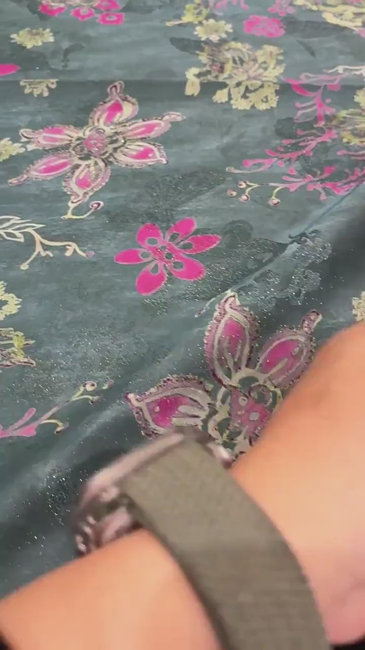 Luxury Silk Blend Xiangyunsha Fabric | Colorful Metallic Floral Luo Weave Satin Brocade Textile | Traditional Oriental Couture Dress Fabric