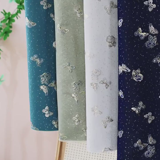 Butterfly Brocade Jacquard Fabric, Gold Metallic Woven Textile, 4 Colors for Kidswear, Bags, Pouches, Crafts and Sewing, 59"W