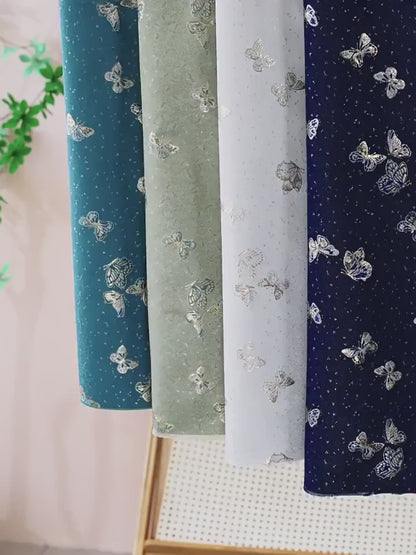 Butterfly Brocade Jacquard Fabric, Gold Metallic Woven Textile, 4 Colors for Kidswear, Bags, Pouches, Crafts and Sewing, 59"W