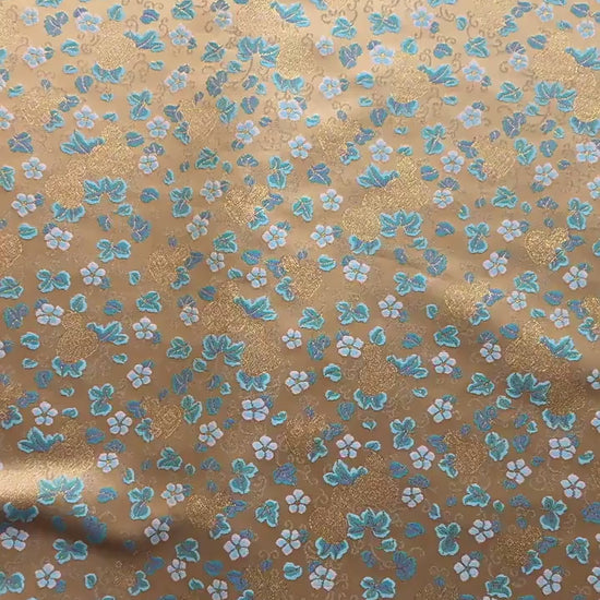Song Brocade Fabric Gold Thread | Ditsy Floral Jacquard | 3 Colors | Vintage Pattern 59" | Hanfu Dress Cosplay