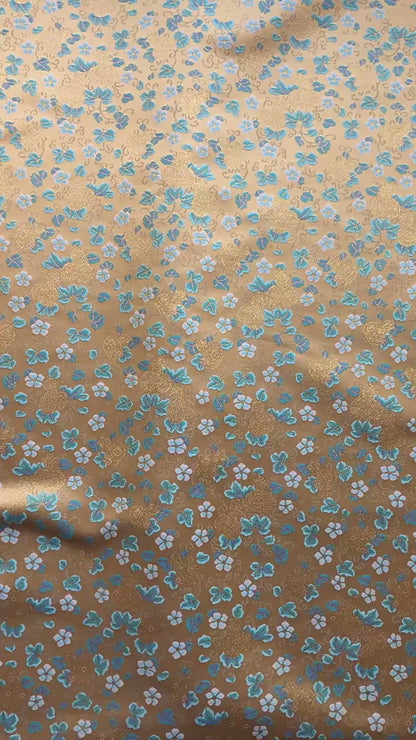 Song Brocade Fabric Gold Thread | Ditsy Floral Jacquard | 3 Colors | Vintage Pattern 59" | Hanfu Dress Cosplay