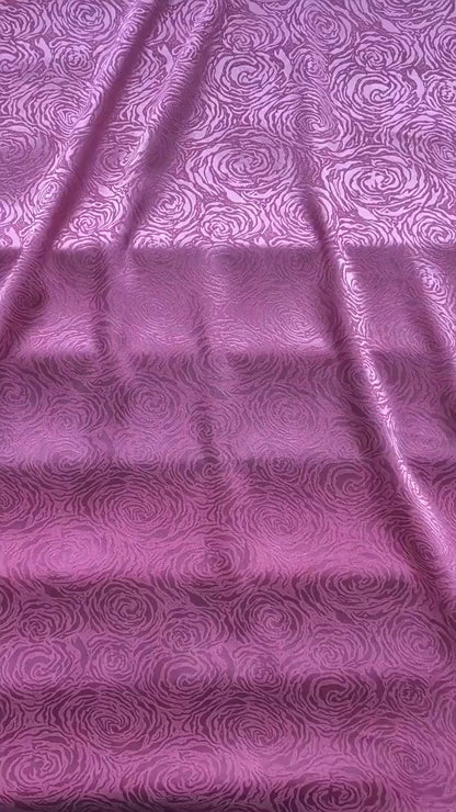 Floral Satin Fabric by Yard, Stretch Silky Rose Jacquard Textile, Elegant Dress Fabric for Sewing Crafts, 59"Wide