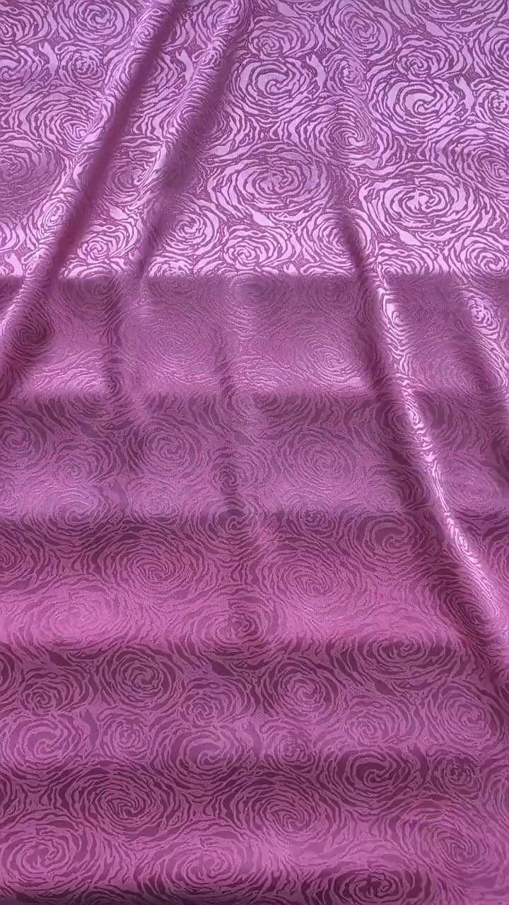 Floral Satin Fabric by Yard, Stretch Silky Rose Jacquard Textile, Elegant Dress Fabric for Sewing Crafts, 59"Wide